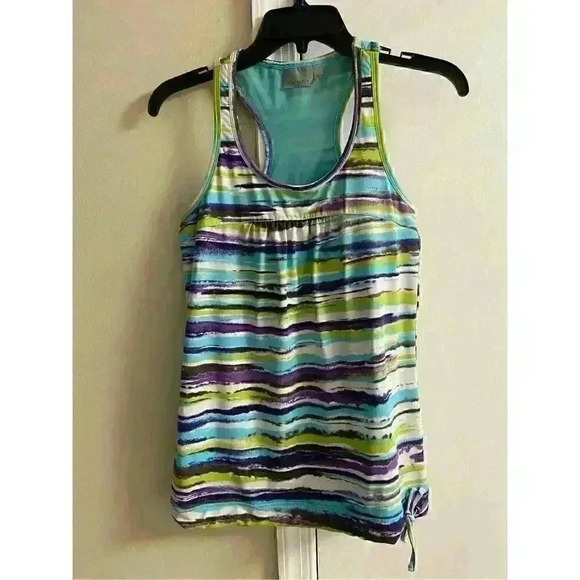 ATHLETA WOMEN'S Racer Back Multicolor Stretchy with Attached Bra Tank Top, Small - Picture 1 of 6